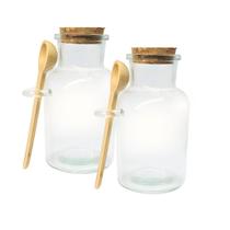 Kit 2 Pote Porta Tempero Redondo Vidro com Colher de Bambu e Tampa Rolha 100ml Kit 2 Pote Porta Tempero Redondo Vidro com Colher de Bambu e Tampa Rolha 100ml