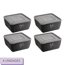 Kit 2 Pote Quadrado Plástico 5L Premium UZ Cor Preto