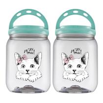 Kit 2 Pote Ração Petisco Com Tampa Rosca 1,4l Gato Cachorro - Kit 2 Pote Ração Petisco Com Tampa Rosca 1,4l Gato Cachorro -
