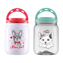 Kit 2 Pote Ração Petisco Com Tampa Rosca 1,4l Gato Cachorro -