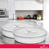 Kit 2 Pote Redondo Transparente Recipiente Grande Com Tampa 4 Litros Para Tortas