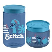 Kit 2 Pote Stitch Azul 160ml 350ml Organizador Infantil