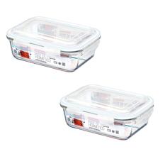 kit 2 Pote Vidro Hermético Marmita Tampa Plástico 640ml kit 2 Pote Vidro Hermético Marmita Tampa Plástico 640ml
