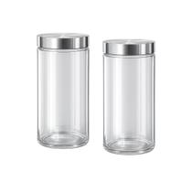 Kit 2 Pote Vidro Mantimentos 1700ml Tampa Inox Alimentos Pia Organizador Despensa Cozinha Recipiente