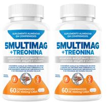 KIT 2 Potes 5 Magnésios + Treonato 60 Comprimido 1000mg Natural KIT 2 Potes 5 Magnésios + Treonato 60 Comprimido 1000mg Natural