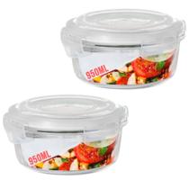 Kit 2 Potes 950ml de Vidro Marmita Tampa Hermetico Não Vaza