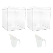 Kit 2 Potes Acrílico Quadrado com Tampa 7,4lts+ Conchas 600ml