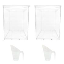 Kit 2 Potes Acrílico Retangular c/ Tampa 36l + Conchas 600ml Kit 2 Potes Acrílico Retangular c/ Tampa 36l + Conchas 600ml