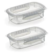 Kit 2 Potes Alimentos 500 ML Com Tampa e Travas Transparente