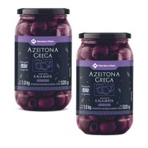 Kit 2 Potes Azeitona Kalamata Grega sem Caroço Members Mark 520g Vidro Premium Gourmet