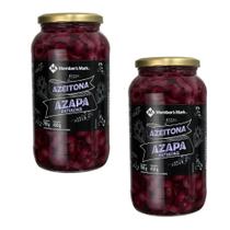 Kit 2 Potes Azeitonas Pretas Fatiadas Members Mark Vidro 450g Sabor Intenso e Praticidade