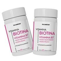 Kit 2 Potes Biotina Suplemento Alimentar Rico Acido Fólico Vitamina Saúde Cabelos e Unhas Natunéctar Original 120 Capsulas