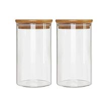 Kit 2 Potes Borossilicato Hermético Tampa Bambu 1100ml Class