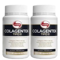 Kit 2 Potes Colagentek Vitafor Colágeno Tipo 2 + Ácido Hialurônico - 60 Cáps