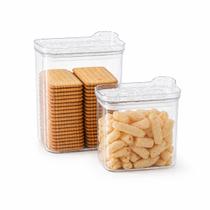 Kit 2 Potes com Tampa Hermética para Grãos Biscoitos 460ml 960ml Kit 2 Potes com Tampa Hermética para Grãos Biscoitos 460ml 960ml