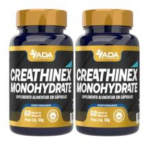 Kit 2 Potes Creatina Monohidratada Pura 120 Cápsulas Sabor Neutro Creathinex Monohidrate Concentrado