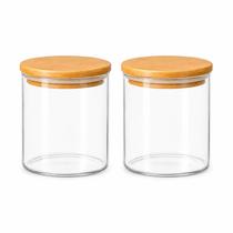 Kit 2 Potes de 750 Vidro Borossilicato com Tampa de Bambu Kit 2 Potes de 750 Vidro Borossilicato com Tampa de Bambu