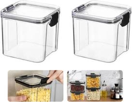 Kit 2 Potes de 950ml Mantimentos Quadrado Acrílico Slim