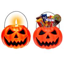 Kit 2 Potes de Abóbora Dia das Bruxas Halloween Decorativo para Doces e Festa Kit 2 Potes de Abóbora Dia das Bruxas Halloween Decorativo para Doces e Festa