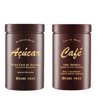 Kit 2 Potes De Mantimentos Café e Açúcar Plástico Decoração Cozinha 1,5 kg