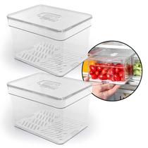 Kit 2 Potes De Mantimentos Para Alimentos Com Escorredor 3L Kit 2 Potes De Mantimentos Para Alimentos Com Escorredor 3L