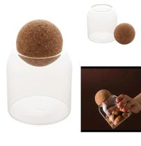 Kit 2 Potes de Vidro 500ml com Tampa Esfera Bola de Cortiça Kit 2 Potes de Vidro 500ml com Tampa Esfera Bola de Cortiça