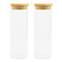 Kit 2 Potes de Vidro 550ml com Tampa de Bambu Hermética Mantimentos Grãos Café Organizador Cozinha Kit 2 Potes de Vidro 550ml com Tampa de Bambu Hermética Mantimentos Grãos Café Organizador Cozinha