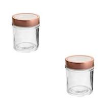 Kit 2 Potes de Vidro c/ Tampa Rose Gold 300 ml - Lyor