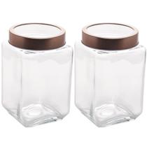 Kit 2 Potes de Vidro com Tampa Metal Rose Gold 1,7L Porta Mantimentos Lyor Gastro Vasilhas Kit 2 Potes de Vidro com Tampa Metal Rose Gold 1,7L Porta Mantimentos Lyor Gastro Vasilhas