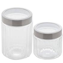 Kit 2 Potes de Vidro com Tampas Inox 870ml e 1,2L Lyor Sydney Biscoitos Cereais Kit 2 Potes de Vidro com Tampas Inox 870ml e 1,2L Lyor Sydney Biscoitos Cereais