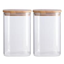 Kit 2 Potes de Vidro Hermético 1100ml Tampa Bambu Quadrado Oikos Borea Cozinha Mantimentos Temperos Kit 2 Potes de Vidro Hermético 1100ml Tampa Bambu Quadrado Oikos Borea Cozinha Mantimentos Temperos