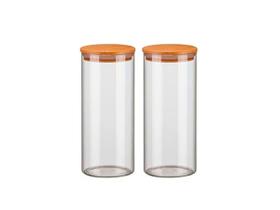 Kit 2 Potes de Vidro Hermético 1500ml Com Tampa de Madeira Bambu Porta Condimentos Linha Luxo