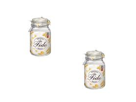 Kit 2 Potes de Vidro Hermético Original FIDO Terrina 2000 ml Ø 12 mm Multiuso