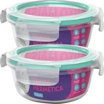 Kit 2 Potes de Vidro Hermetico Resistente Alta Temperatura Reforçado Aguenta Calor Varios Tamanhos