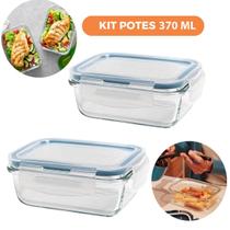 Kit 2 Potes De Vidro Hermético Retangular 370Ml Kit 2 Potes De Vidro Hermético Retangular 370Ml
