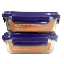 Kit 2 Potes De Vidro Herméticos Retangulares 630ml Casa Vita COR:AZUL