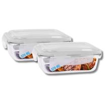 Kit 2 Potes De Vidro Marmita C/ Tampa Hermético 640ml Oferta