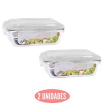 Kit 2 Potes de Vidro Marmita Fit Tampa Plast 4 Travas 1040ml Kit 2 Potes de Vidro Marmita Fit Tampa Plast 4 Travas 1040ml