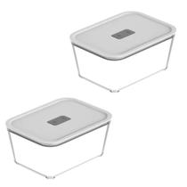 Kit 2 Potes De Vidro Organizador com Tampa para Micro ondas Air Flyer Freezer 725ml E 370ml Ou Kit 2 Potes De Vidro Organizador com Tampa para Micro ondas Air Flyer Freezer 725ml E 370ml Ou