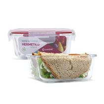 KIT 2 Potes de Vidro Quadrado com Tampa Hermética 800ml