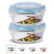 KIT 2 Potes de Vidro Redondo com Tampa Hermética 400ml