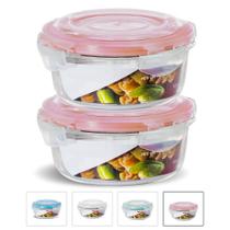 KIT 2 Potes de Vidro Redondo com Tampa Hermética 620ml