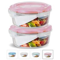 KIT 2 Potes de Vidro Redondo com Tampa Hermética 950ml