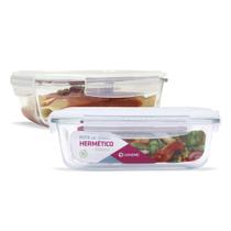 KIT 2 Potes de Vidro Retangular com Tampa Hermética 1040ml