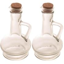 Kit 2 Potes de Vidro Tampa Rolha 230ml para Azeite e Vinagre Lyor Porta Condimentos