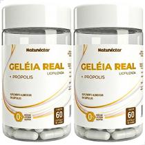 Kit 2 Potes Geleia Real Liofilizada Própolis Suplemento Alimentar 120 Capsulas Vitamina Natural Pura