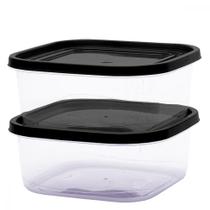 Kit 2 Potes Grandes de Plástico Organizadores Alimentos Porta Frios Marmita Vasilhas Food Container 1,75L