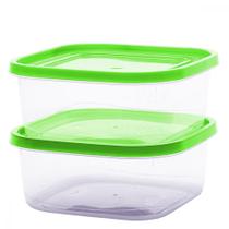 Kit 2 Potes Grandes de Plástico Organizadores Alimentos Porta Frios Marmita Vasilhas Freezer Microondas Food Container