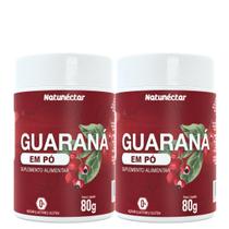 Kit 2 Potes Guaraná em Pó Suplemento Energia Foco Natural Sabor 100% Puro Original Proteína Natunéctar 80g