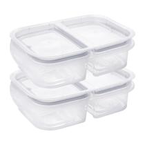Kit 2 Potes Hermético com 2 Divisórias 500ml Porta Frios Marmita Frutas Vegetais Alimentos Petiscos BPA Free